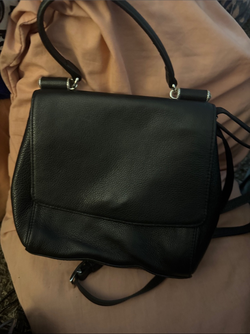 Brighton Black Leather Top-Handle Satchel with Shoulder Strap
